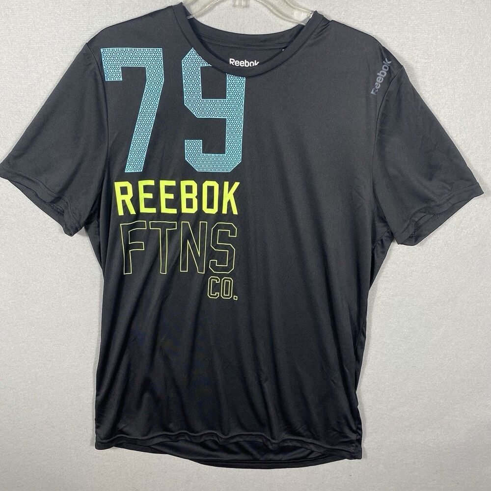 Reebok Black Short Sleeve Crew Neck T-Shirt Workout Running Gym Men's Size Large